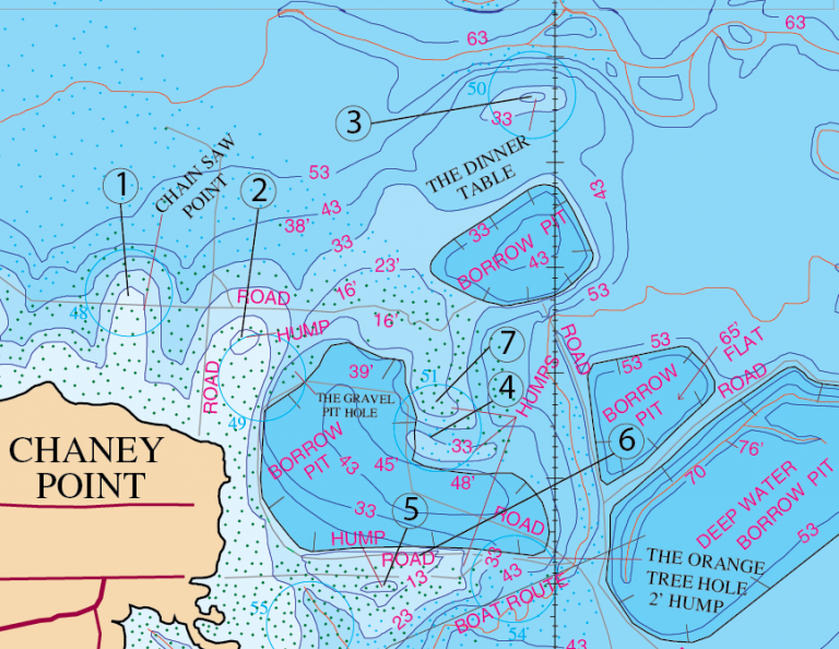 LEARN THE LAKE SERIES MOUTH OF CHANEY BRANCH Martins Map The